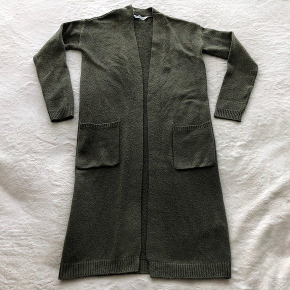Comfy Long Dark Green Cardigan - Picture 1 of 15
